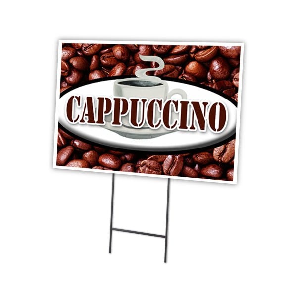 Cappuccino Yard Sign & Stake outdoor plastic coroplast window, C-1824-DS-Cappuccino